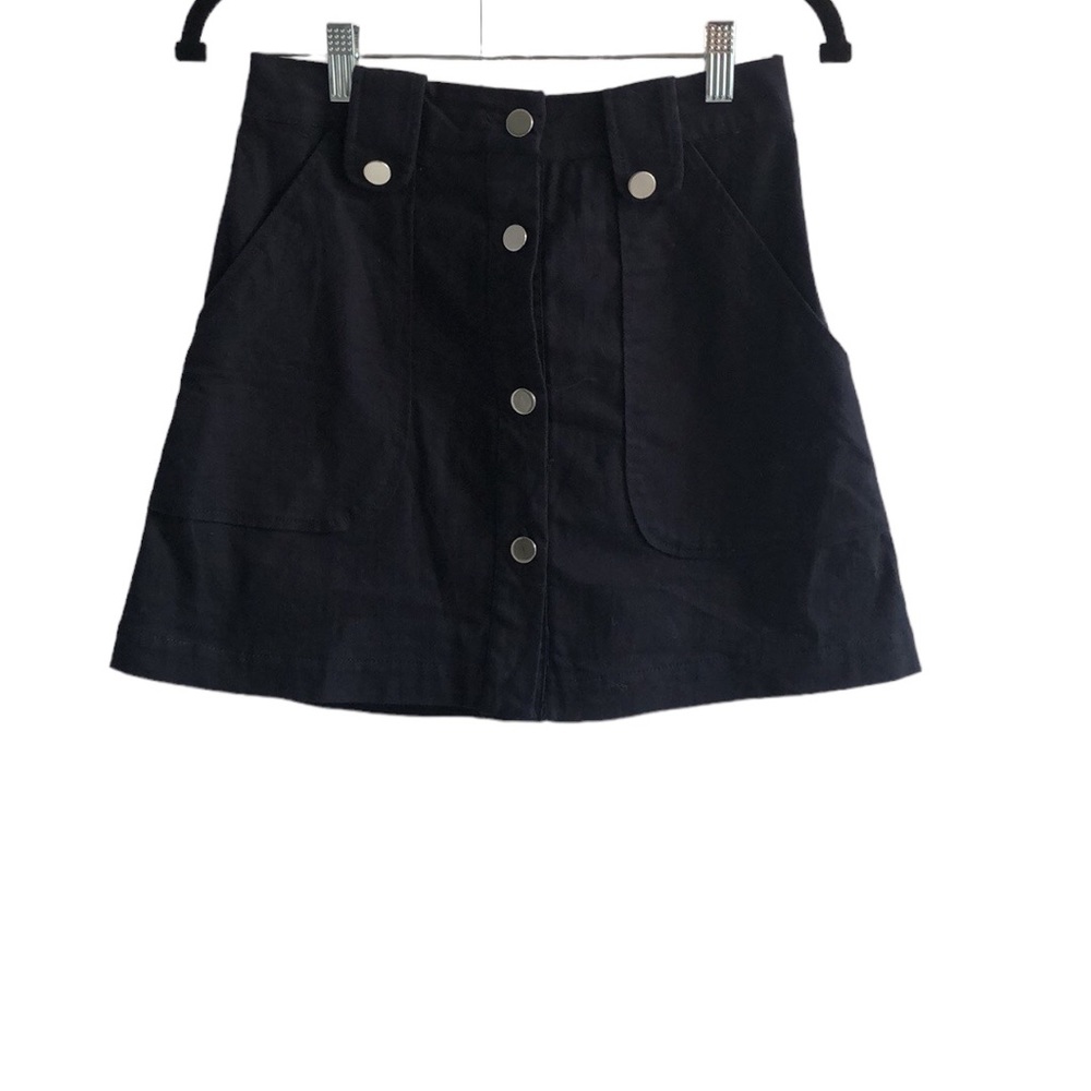 Zara Basics Dark Blue Button Up Flare A-line Skirt Size Small
